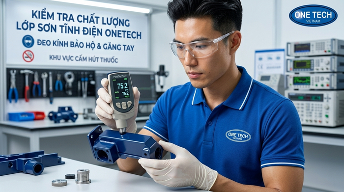 Kiểm tra lớp sơn tĩnh điện bằng máy đo micron Kiểm tra độ dày lớp sơn tĩnh điện bằng máy đo micron