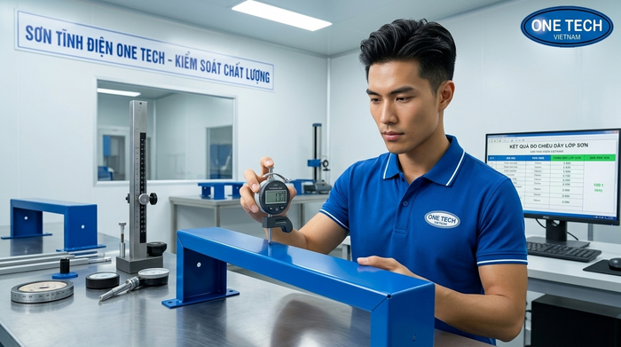 Kiểm tra độ dày lớp sơn tĩnh điện Kiểm tra độ dày lớp sơn tĩnh điện sau thi công