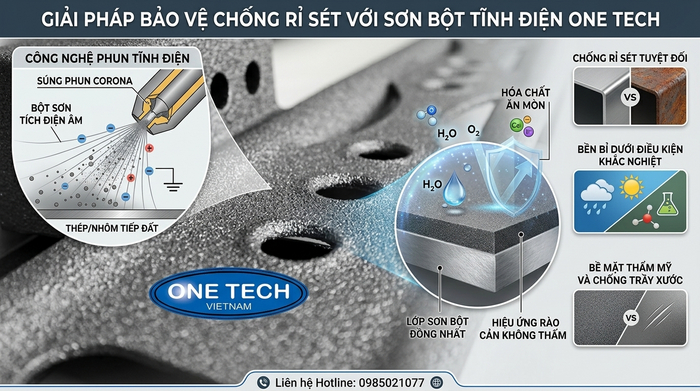 Nguyên lý sơn tĩnh điện chống gỉ cho kim loại Nguyên lý sơn tĩnh điện tạo lớp phủ bảo vệ kim loại khỏi gỉ sét