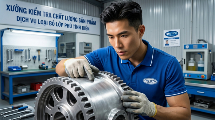 Kiểm tra bề mặt sau khi tẩy sơn tĩnh điện tại TP HCM