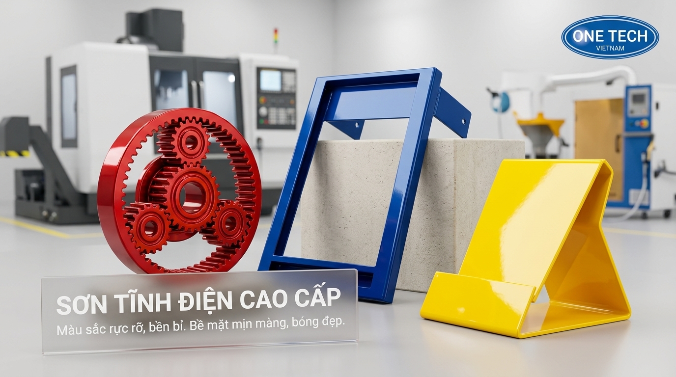Màu sơn tĩnh điện đỏ xanh vàng dùng cho nhận diện thương hiệu