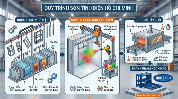 Sơ đồ quy trình sơn tĩnh điện Hồ Chí Minh Sơ đồ tổng quan quy trình sơn tĩnh điện tại Hồ Chí Minh