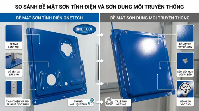 So sánh bột sơn tĩnh điện và sơn dung môi So sánh bột sơn tĩnh điện và sơn dung môi trong hoàn thiện kim loại