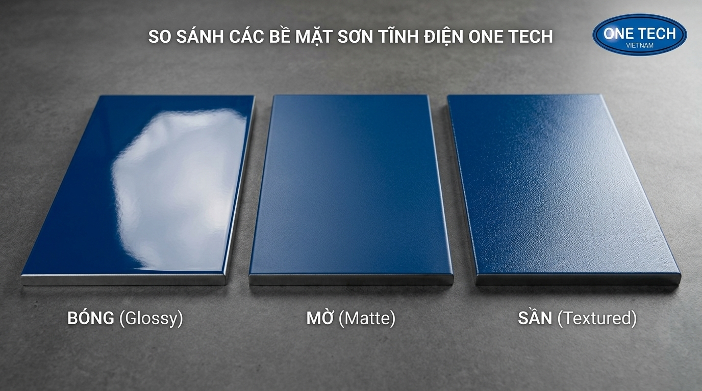 So sánh màu sơn tĩnh điện bóng nhám và sần