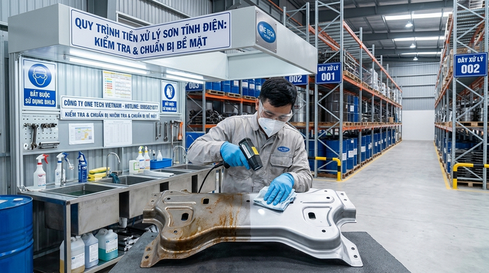 Xử lý bề mặt giúp sơn tĩnh điện bám chắc hơn Xử lý bề mặt kim loại trước khi sơn tĩnh điện