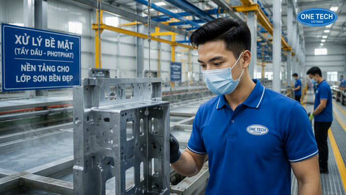 Công đoạn xử lý bề mặt trước khi phun sơn Xử lý bề mặt trước khi sơn tĩnh điện công nghiệp Hồ Chí Minh
