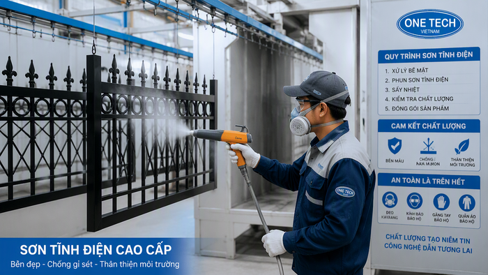 Sơn tĩnh điện cho lan can cửa sắt và hàng rào Gia công sơn tĩnh điện lan can cửa sắt hàng rào tại TP.HCM