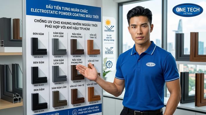 Bảng màu sơn tĩnh điện khung nhôm kính Bảng màu sơn tĩnh điện cho khung nhôm kính tại Hồ Chí Minh