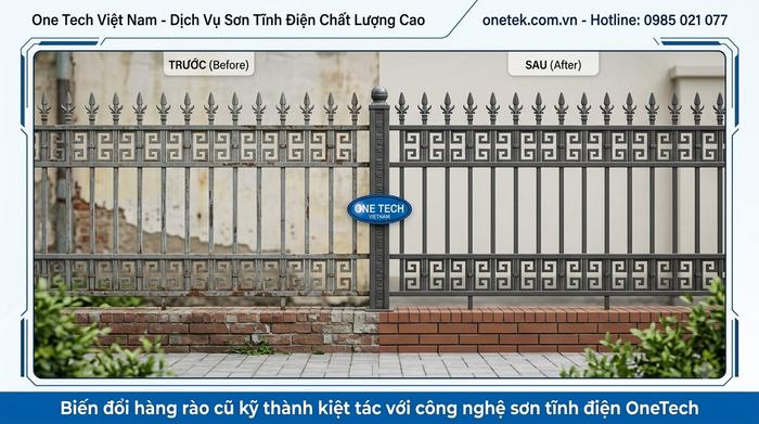 So sánh hàng rào trước và sau sơn tĩnh điện Hàng rào kim loại trước và sau khi sơn tĩnh điện