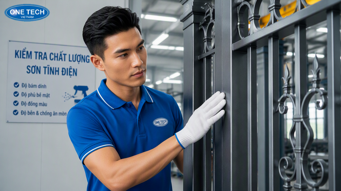 Kiểm tra chất lượng sơn tĩnh điện cửa cổng sắt