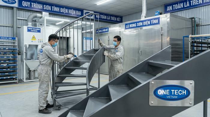 Quy trình sơn tĩnh điện cầu thang chuẩn Quy trình sơn tĩnh điện cầu thang sắt tại Hồ Chí Minh