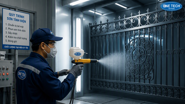 Quy trình sơn tĩnh điện cửa cổng sắt