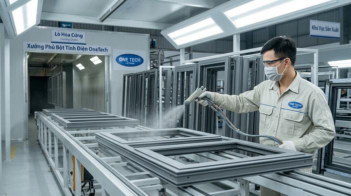 Xưởng sơn tĩnh điện OneTech tại Hồ Chí Minh Xưởng sơn tĩnh điện OneTech tại Hồ Chí Minh cho khung nhôm kính