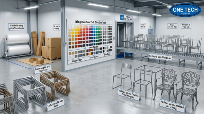 Giá sơn tĩnh điện bàn ghế phụ thuộc vào yếu tố nào Các yếu tố ảnh hưởng đến giá sơn tĩnh điện bàn ghế tại TP.HCM